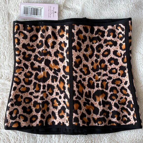 TRUE CORSET Playgirl Tan Leopard Print Latex Work Out Waist Trainer - Picture 2 of 9